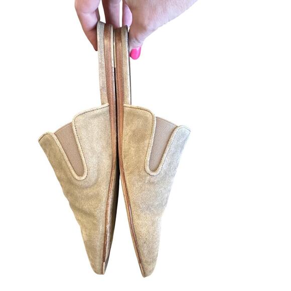 JENNI KAYNE Suede Mules Italian 38 (US 7.5-8) Taupe/Beige GUC Quiet Luxury Shoes - Picture 5 of 9